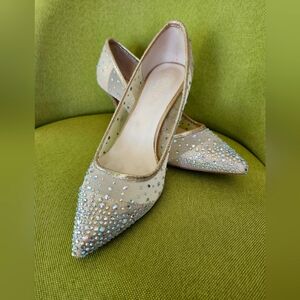 Kitten heel rhinestone bridal shoes